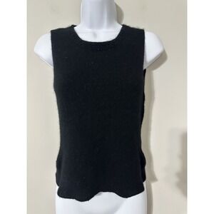 Olsen Vintage Lambswool Angora‎ Black Beaded Sleeveless Sweater Vest Top Size S